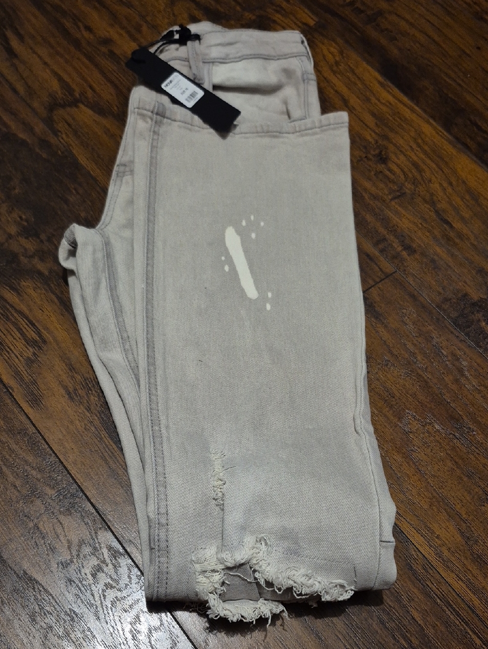 Men's Light Gray Bootcut Ripped Jeans - Picture 4 of 4